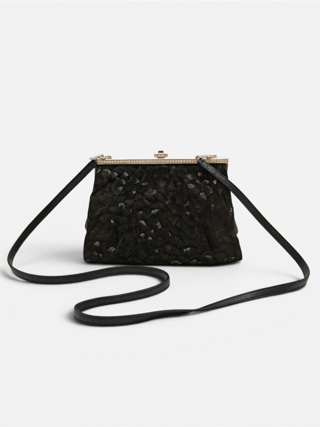 Rare Black Gucci Vintage Suede Evening Clutch